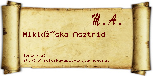 Miklóska Asztrid névjegykártya